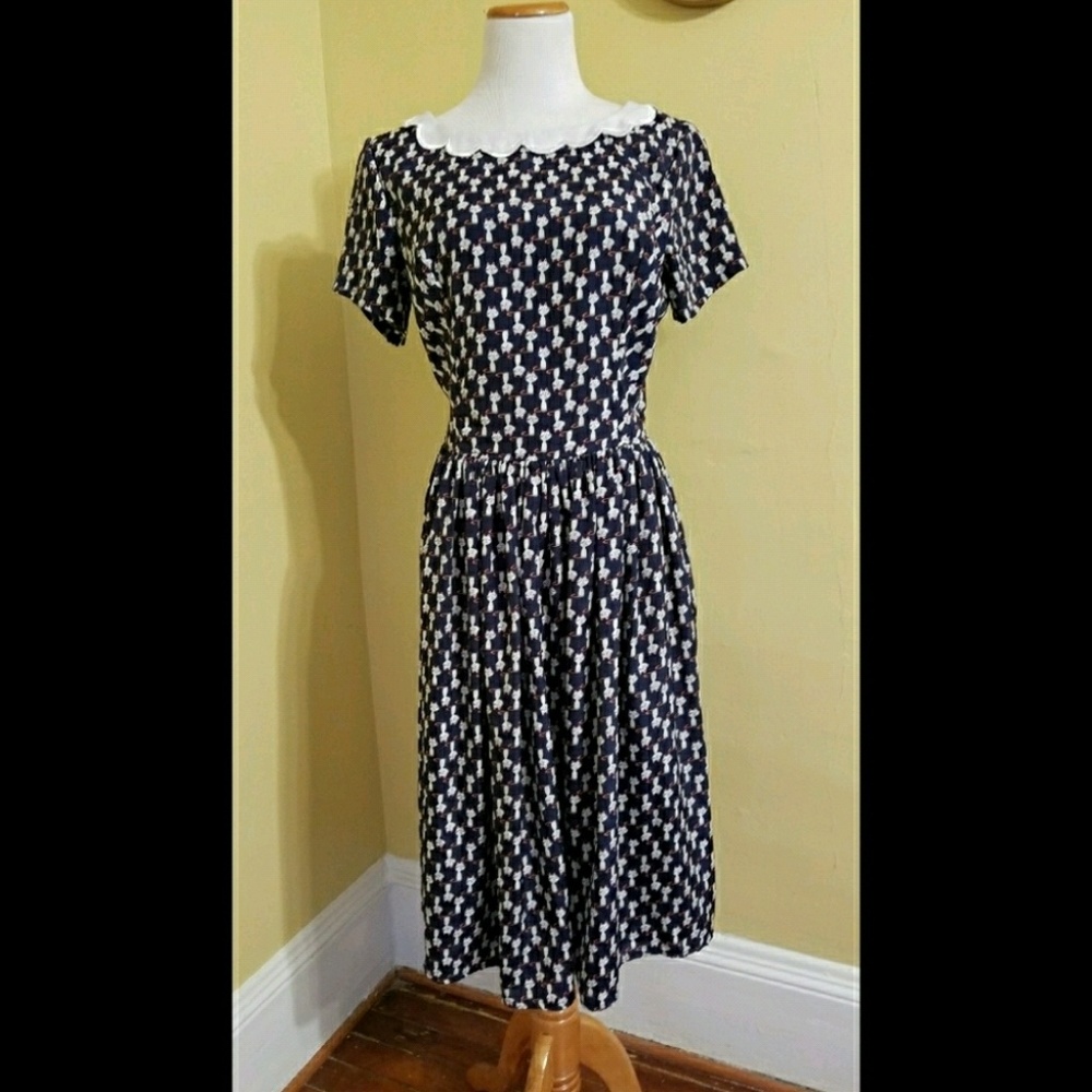 Sold Cat kitten print Peter pan collar dress - Picture 5 of 5